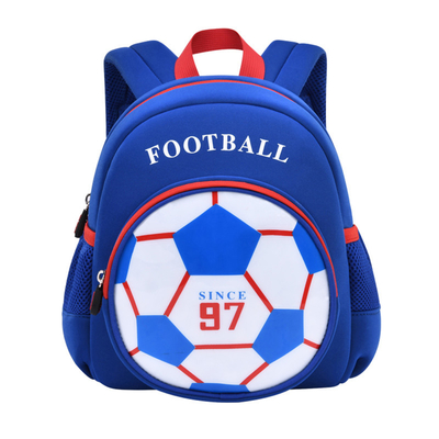 Trouxa azul do futebol 3D/alforje bonito dos desenhos animados para meninos