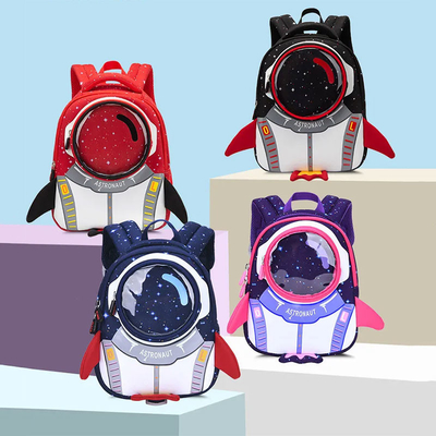 Os astronautas impermeáveis das meninas dos desenhos animados de 3D Rocket Kids Backpack Anti Lost educam sacos