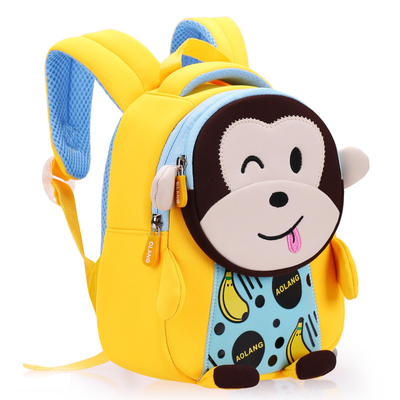 Dos desenhos animados bonitos impermeáveis do neopreno 3D da trouxa das crianças do macaco anti Schoolbags perdidos 2 tamanhos