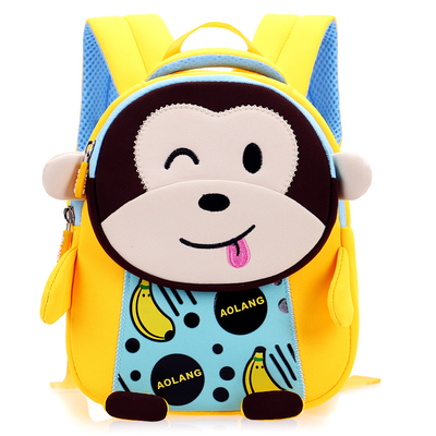 Dos desenhos animados bonitos impermeáveis do neopreno 3D da trouxa das crianças do macaco anti Schoolbags perdidos 2 tamanhos