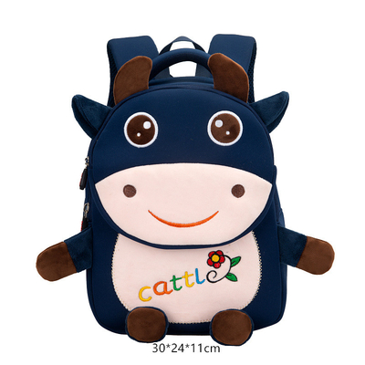 As meninas animais impermeáveis do jardim de infância dos desenhos animados 3D da trouxa das crianças da vaca formam Schoolbags