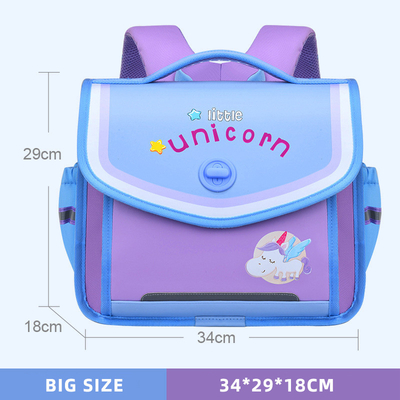 Mochila infantil impermeável de couro preto com 3 compartimentos