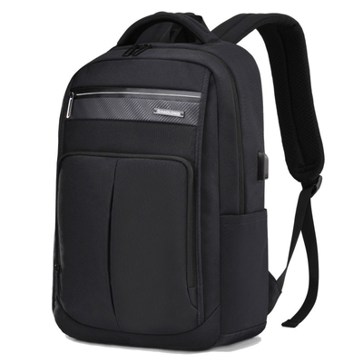 trouxa USB do portátil do negócio 15.6inch que carrega o saco de couro preto do portátil