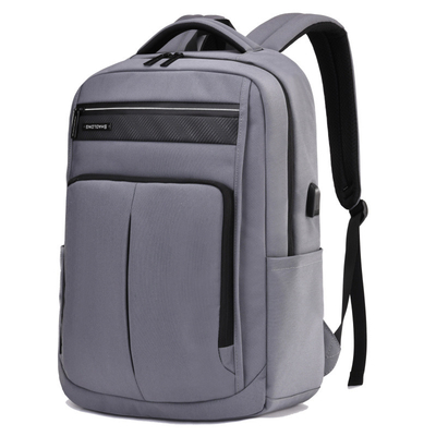 trouxa USB do portátil do negócio 15.6inch que carrega o saco de couro preto do portátil