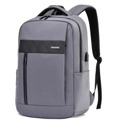 trouxa USB do portátil do negócio 15.6inch que carrega o saco de couro preto do portátil