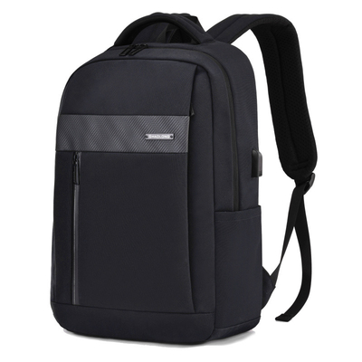 trouxa USB do portátil do negócio 15.6inch que carrega o saco de couro preto do portátil