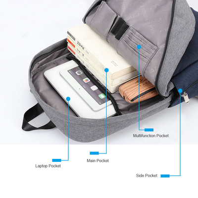 Mochila impermeável de carregamento do portátil de 15,6 polegadas da trouxa do anti roubo de USB