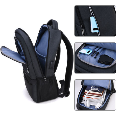 Sacos de escola de nylon impermeáveis de carregamento externos do portátil dos homens da trouxa de USB
