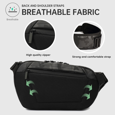 Cruz impermeável de Fanny Pack Black Anti Theft da forma da caixa - sacos do estilingue de Oxford do saco para o transporte de cadáveres