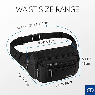 Saco da cintura do à prova de água das mulheres de Bum Fashion Fanny Pack Men com os 6 bolsos fechados