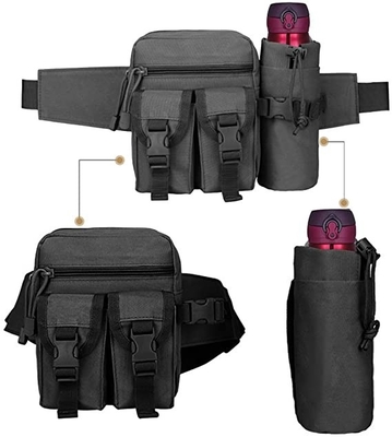 Bum Bag Canvas Waist Pouch impermeável de serviço público militar com suporte de garrafa