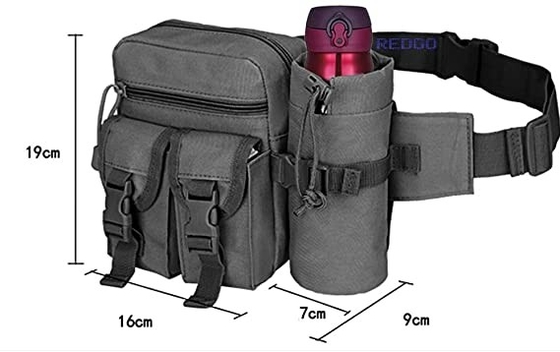 Bum Bag Canvas Waist Pouch impermeável de serviço público militar com suporte de garrafa