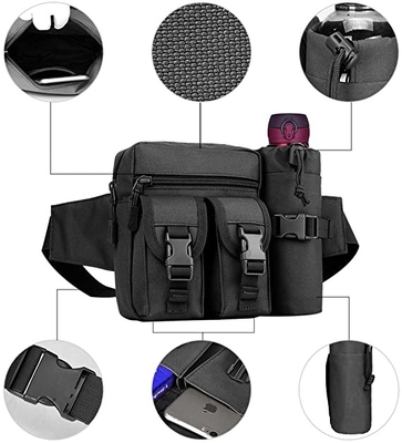Bum Bag Canvas Waist Pouch impermeável de serviço público militar com suporte de garrafa