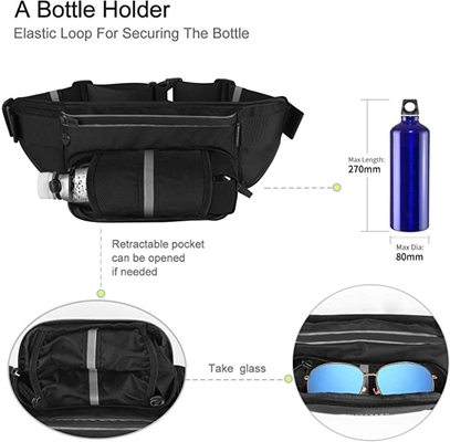 Correia impermeável de Bum Jogging Belt Bag Running do poliéster com suporte de garrafa