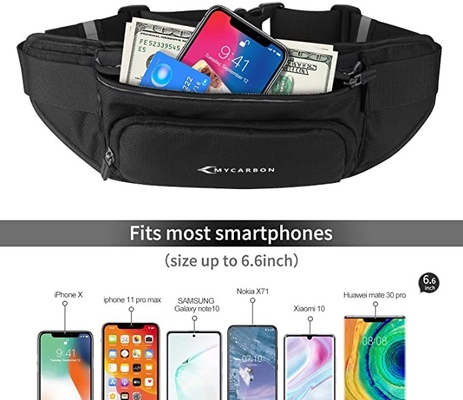 Correia impermeável de Bum Jogging Belt Bag Running do poliéster com suporte de garrafa