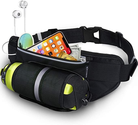 Correia impermeável de Bum Jogging Belt Bag Running do poliéster com suporte de garrafa