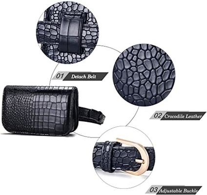 Cruz pequena do crocodilo - corpo Fanny Pack Pu Leather Purses com bolsos do telefone celular