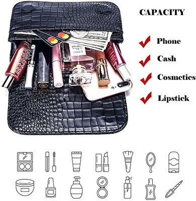Cruz pequena do crocodilo - corpo Fanny Pack Pu Leather Purses com bolsos do telefone celular