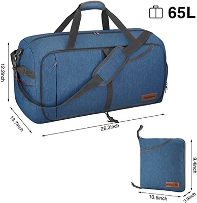 saco dobrável do Weekender do Duffel do curso 65l para o rasgo impermeável das mulheres dos homens resistente