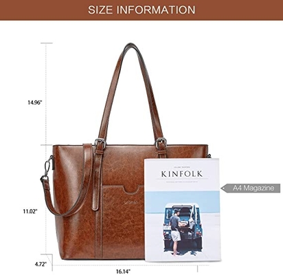 O mensageiro de couro Bag das mulheres do vintage portátil Tote Bag de 15,6 polegadas