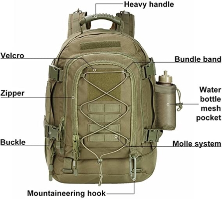 Material de acampamento militar tático expansível de Oxford da trouxa 60l