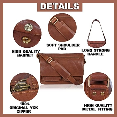 o mensageiro de couro Bag Canvas Cowhide 400g das mulheres do portátil 14inch