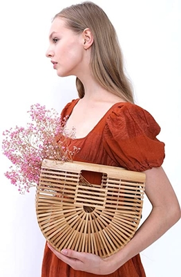 A bolsa de bambu Tote Bags acolchoado feito a mão das mulheres do OEM