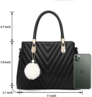 Sacola superior do punho da bolsa luxuosa das mulheres de couro do plutônio da forma